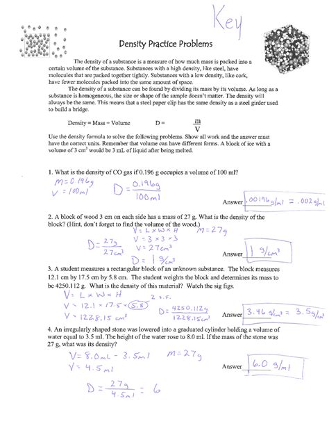 density practice problems